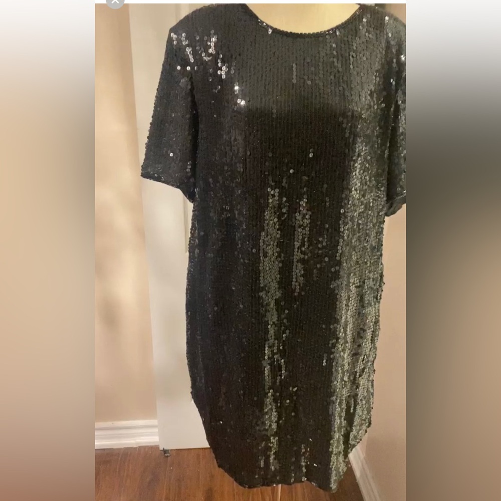 100% silk Black Sequin Dress by jasmine. - Picture 8 of 13